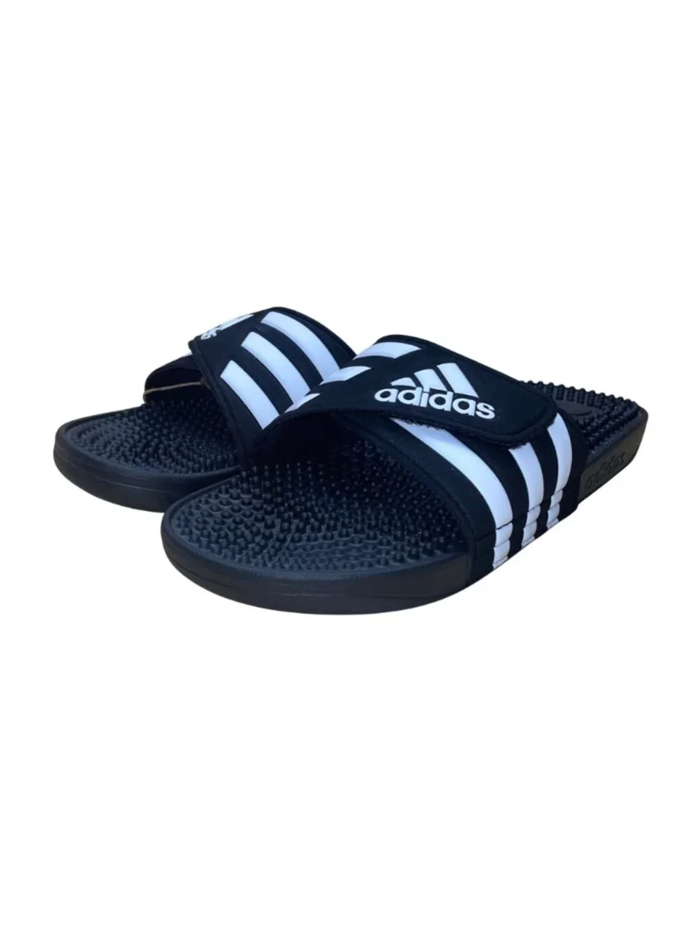 Adidas Men’s Black Synthetic Adjustable Adissage Slides Massage Sandals Size 7